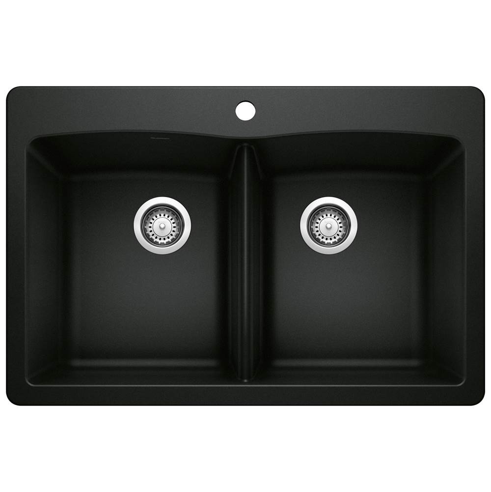 Diamond SILGRANIT 33'' 50/50 Double Bowl Dual Mount Kitchen Sink - Coal Black-related