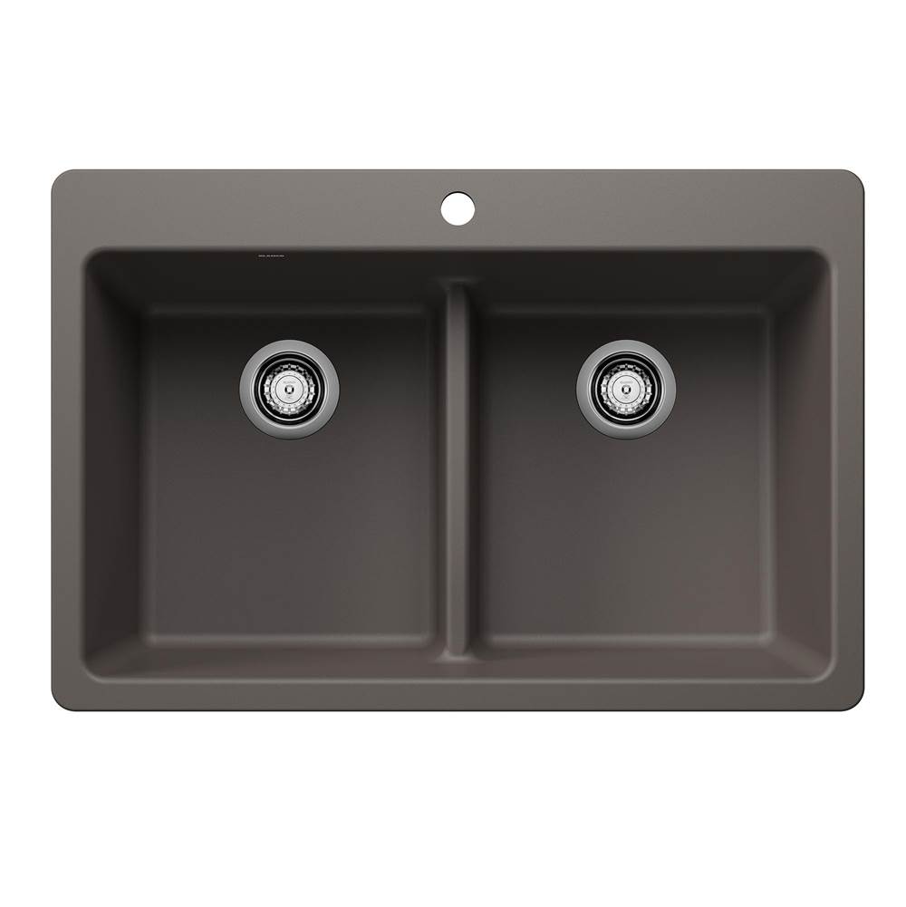 Liven SILGRANIT 33'' 50/50 Double Bowl Dual Mount Kitchen Sink with Low Divide - -related