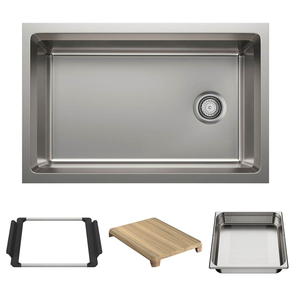 Inteos 30'' Single Bowl Reversible Undermount Stainless Steel Workstation Kitchen-related