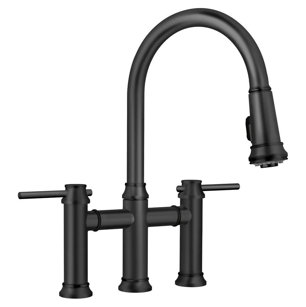 Empressa Pull-Down Dual-Spray Bridge Faucet - Matte Black-shop