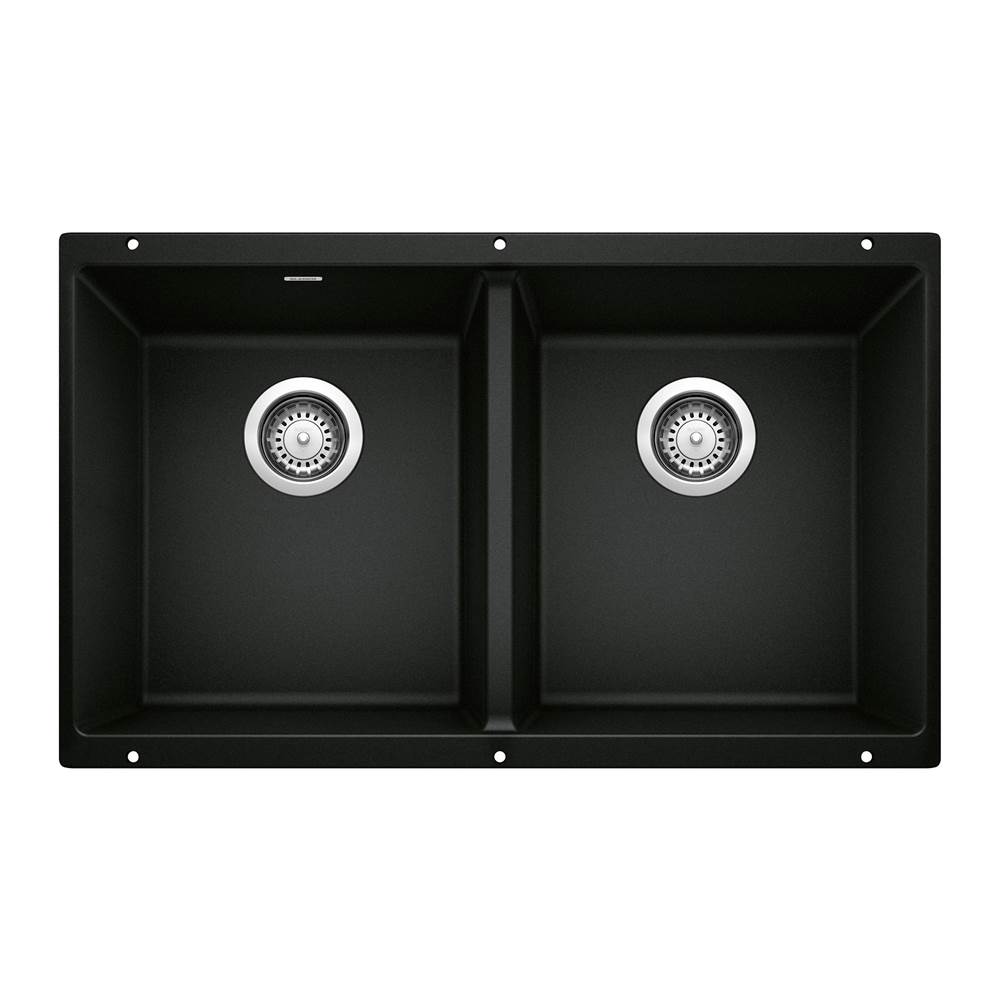 Precis SILGRANIT 29'' 50/50 Double Bowl Undermount Kitchen Sink - Coal Black-shop