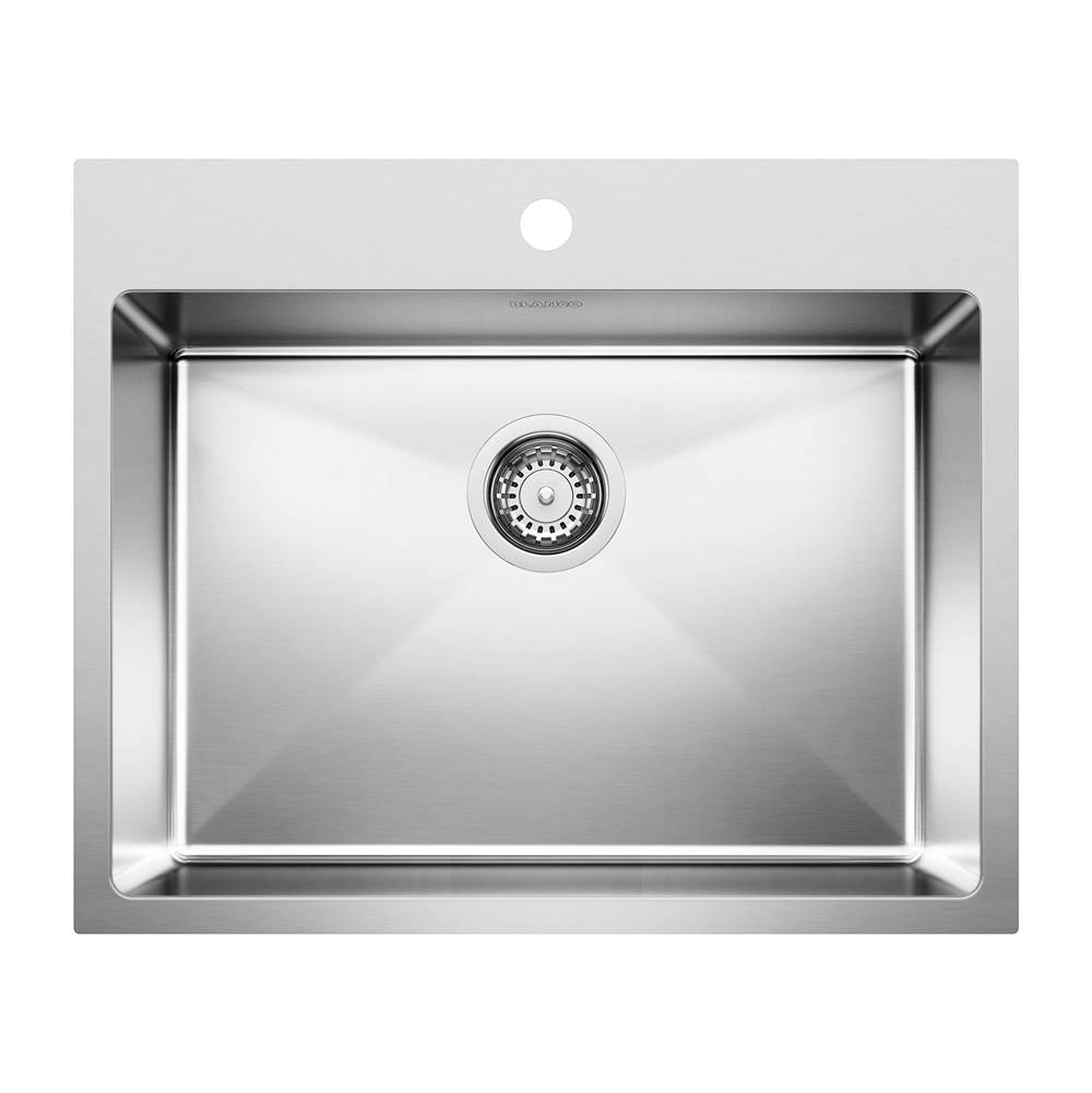 Quatrus R15 25'' Single Bowl Dual Mount Stainless Steel Kitchen Sink-shop