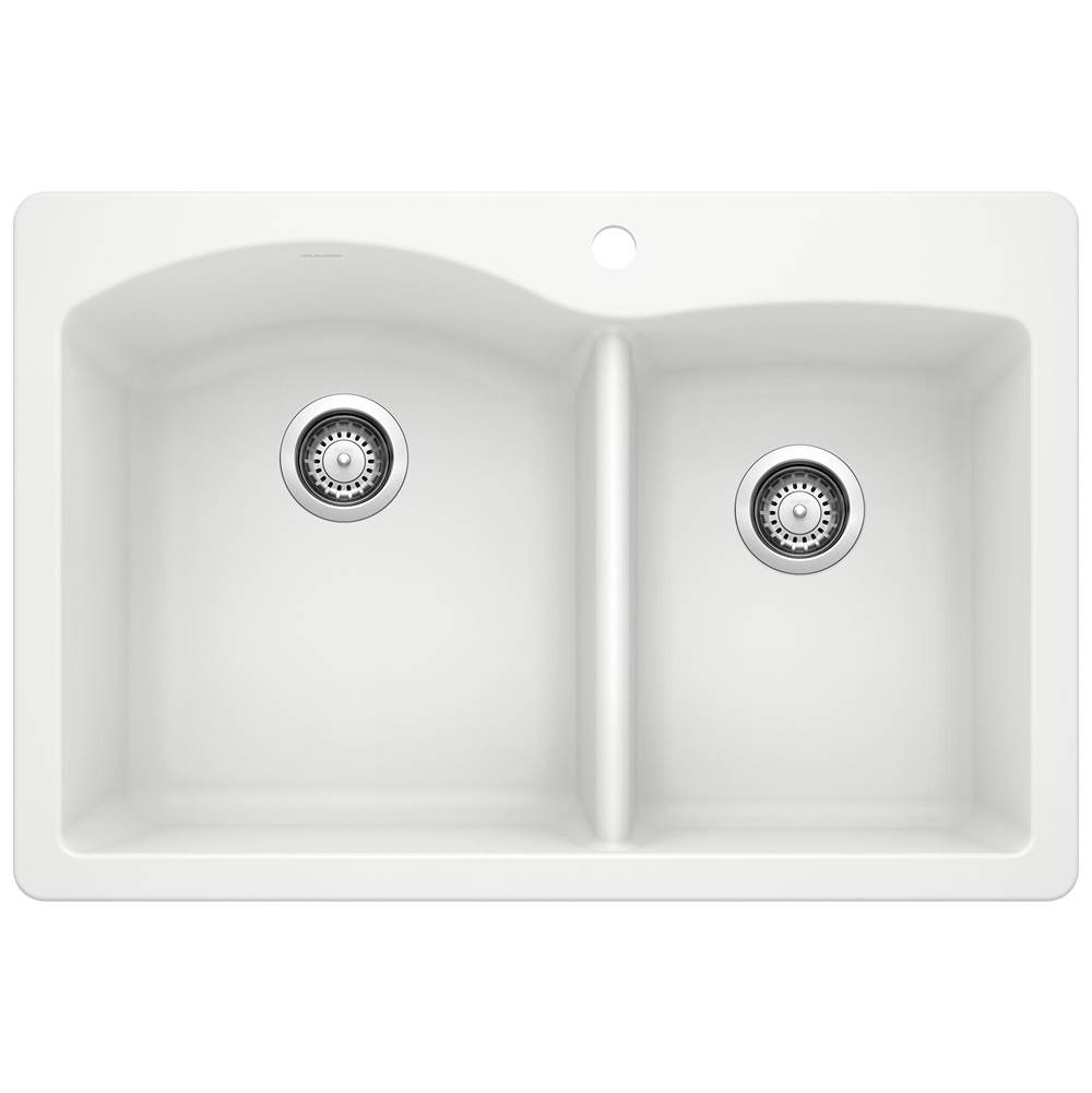 Diamond SILGRANIT 33'' 60/40 Double Bowl Dual Mount Kitchen Sink - White-shop