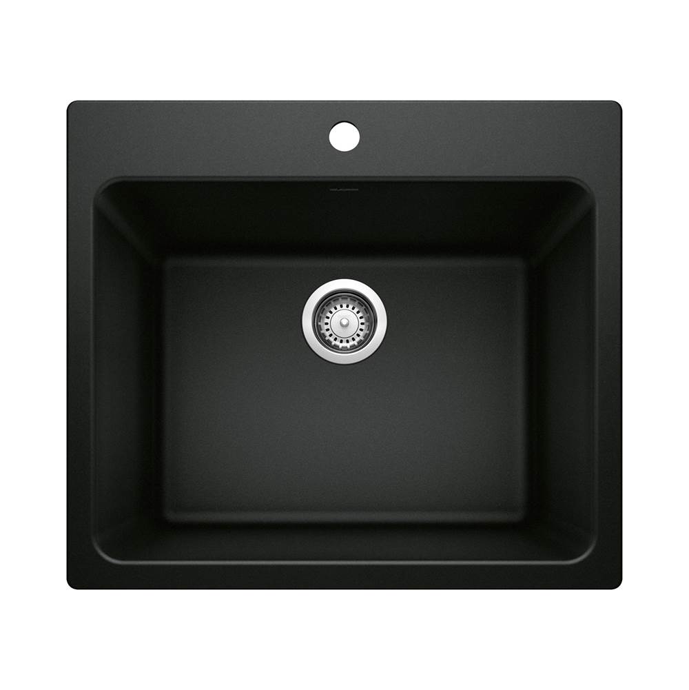 Liven SILGRANIT 25'' Single Bowl Dual Mount Laundry Sink - Coal Black-shop