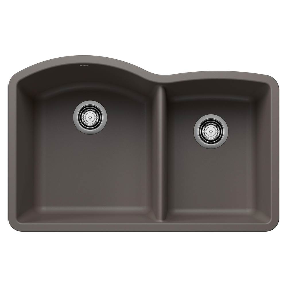 Diamond SILGRANIT 32'' 60/40 Double Bowl Undermount Kitchen Sink - Volcano Gray-shop