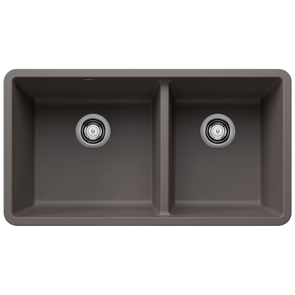 Precis SILGRANIT 33'' 60/40 Reversible Double Bowl Undermount Kitchen Sink with L-shop