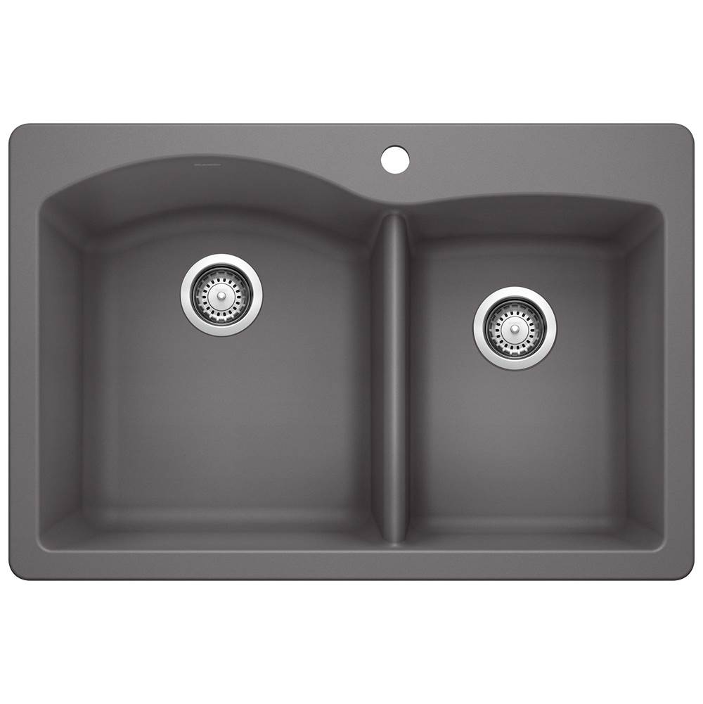 Diamond SILGRANIT 33'' 60/40 Double Bowl Dual Mount Kitchen Sink - Cinder-shop