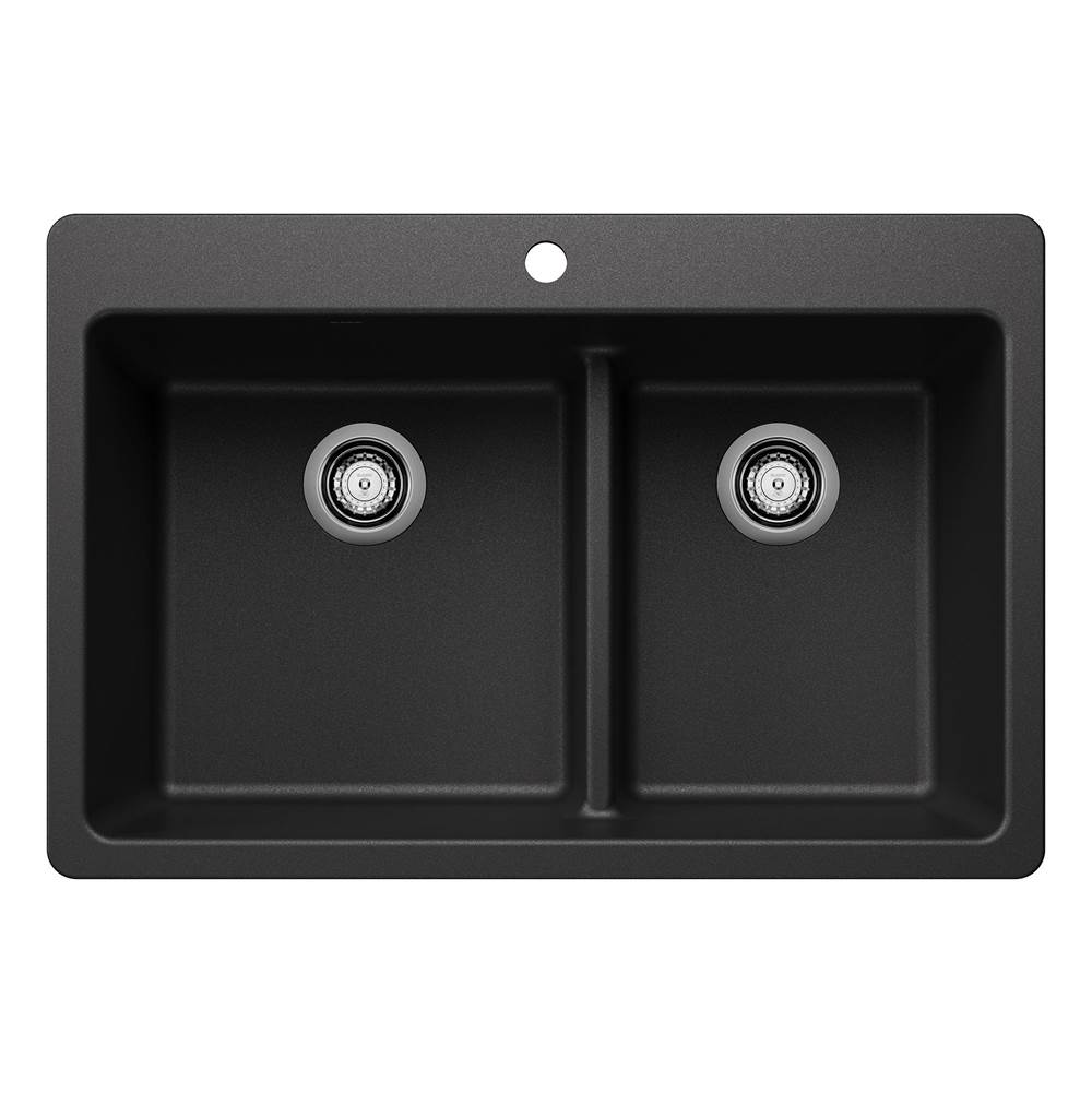 Liven SILGRANIT 33'' 60/40 Double Bowl Dual Mount Kitchen Sink with Low Divide - -related