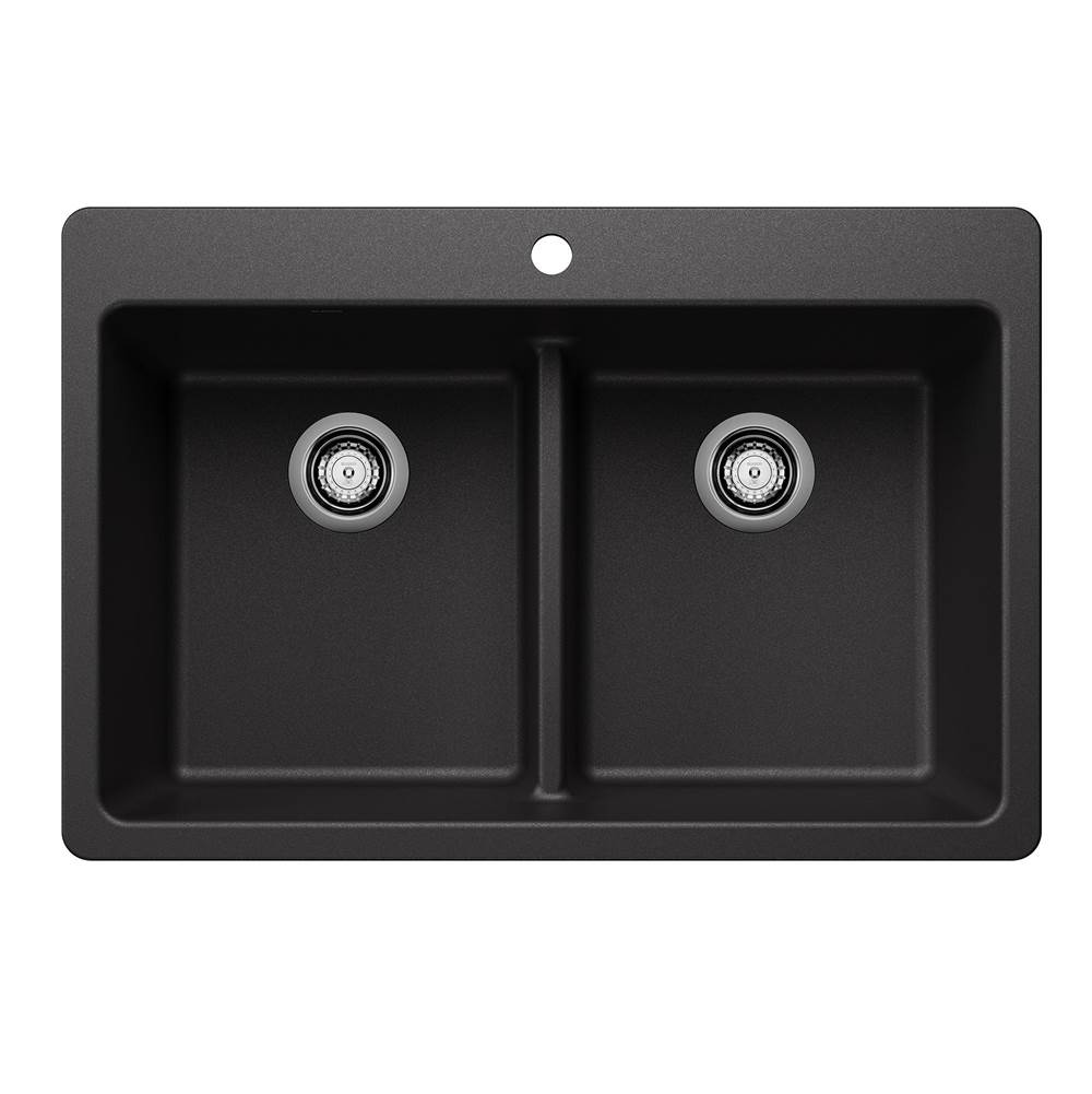 Liven SILGRANIT 33'' 50/50 Double Bowl Dual Mount Kitchen Sink with Low Divide - -related
