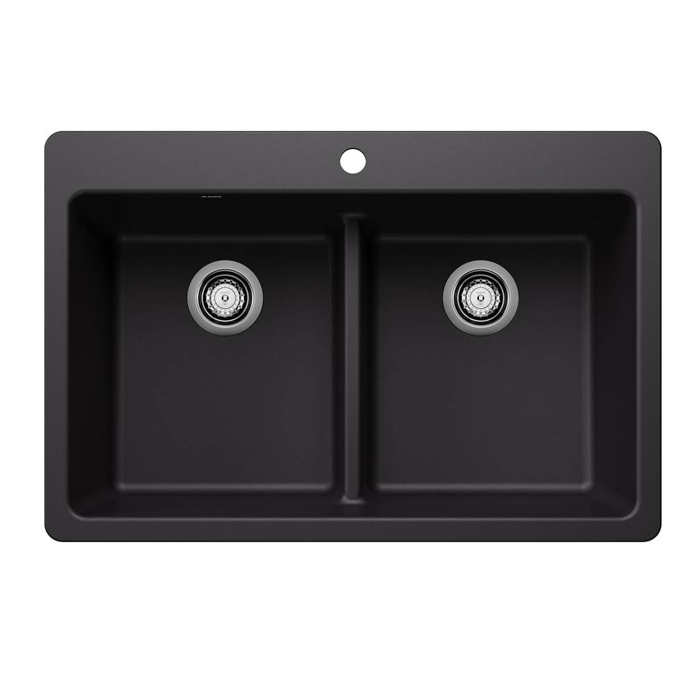 Liven SILGRANIT 33'' 50/50 Double Bowl Dual Mount Kitchen Sink with Low Divide - -related