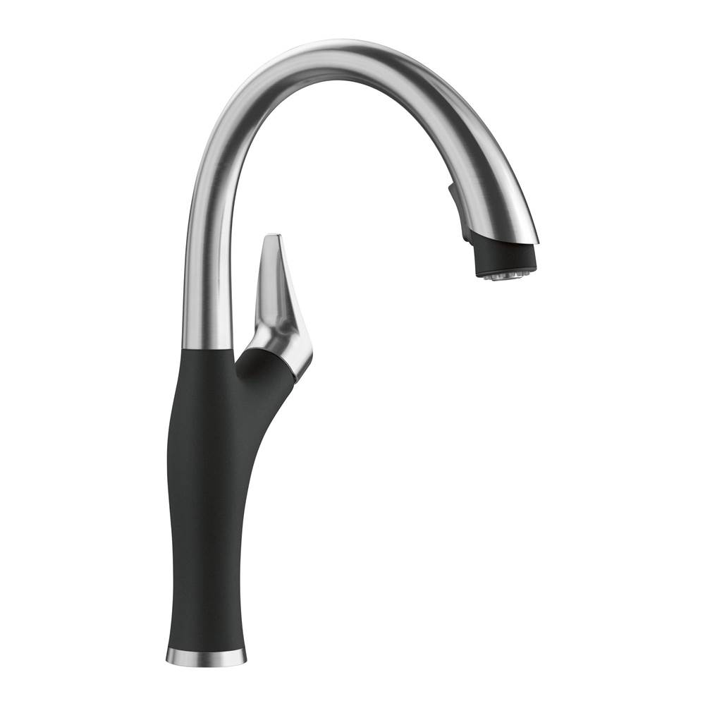 Artona Pull-Down Dual-Spray Kitchen Faucet - PVD Steel/Coal Black-related