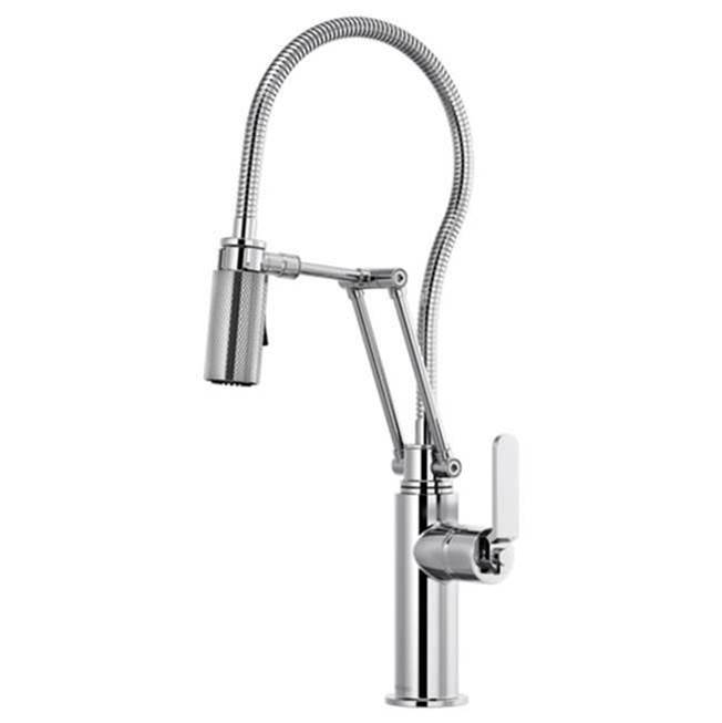 Articulating Faucet With Industrial Handle And Finished Hose-related