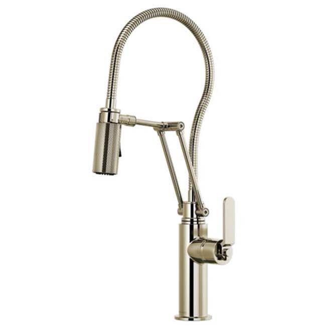 Articulating Faucet With Industrial Handle And Finished Hose-related