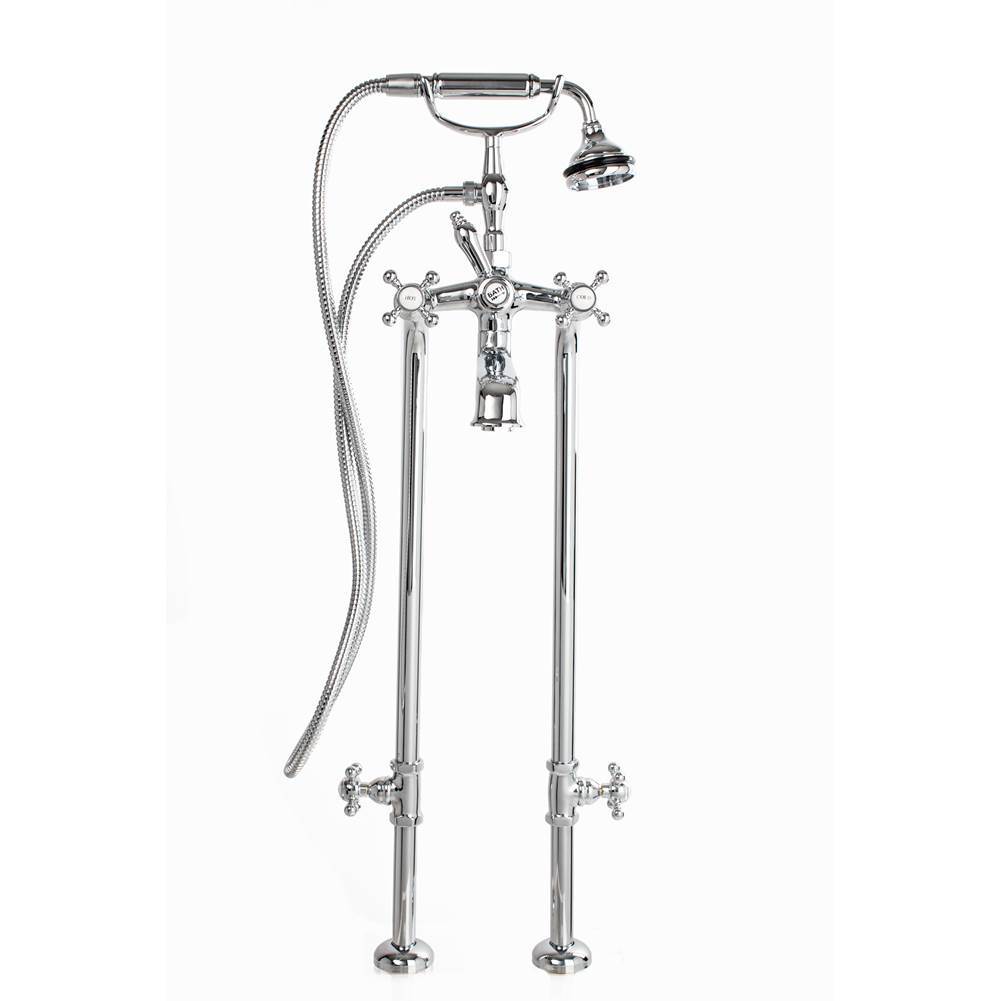 5100 SERIES Free-Standing Tub Filler with Stop Valves - Cross Handles - Metal Acc-related
