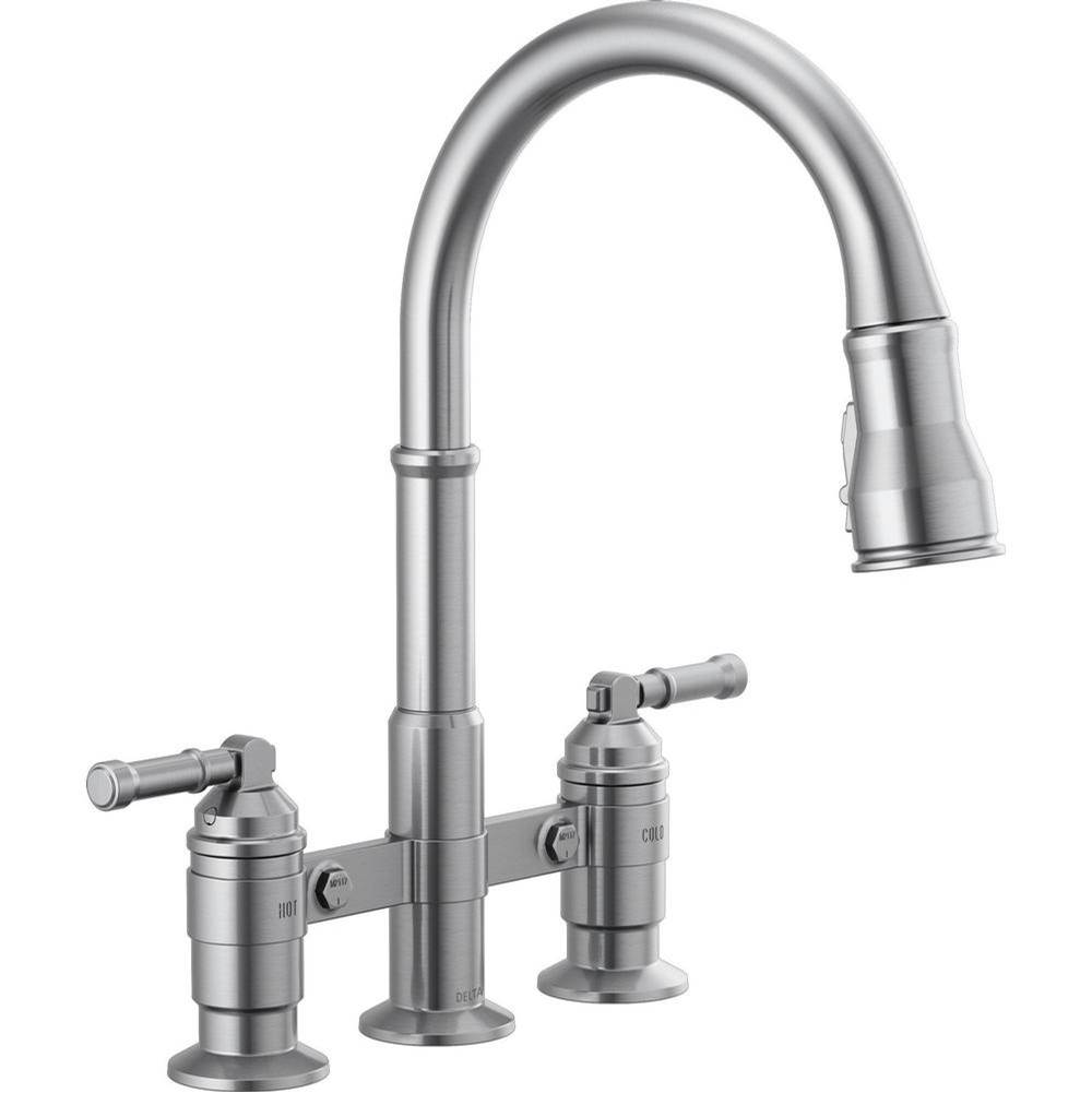 Broderick? Two Handle Pull-Down Bridge Kitchen Faucet-related