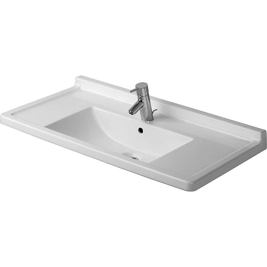 Starck 3 33 1/2'' Rectangular Wall Mounted Sink in White with Widespread Faucet H-shop