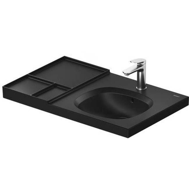 Aurena 31 3/4'' Rectangular Wall Mounted Sink in Matte Black with Single Faucet H-related