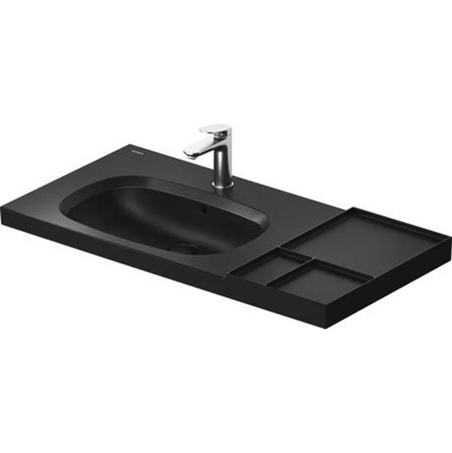 Aurena 39 3/8'' Rectangular Wall Mounted Sink in Matte Black with Single Faucet H-related