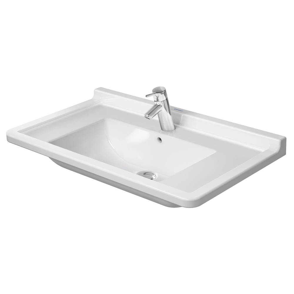 Starck 3 33 1/2'' Rectangular Wall Mounted Sink in White with Single Faucet Hole -related