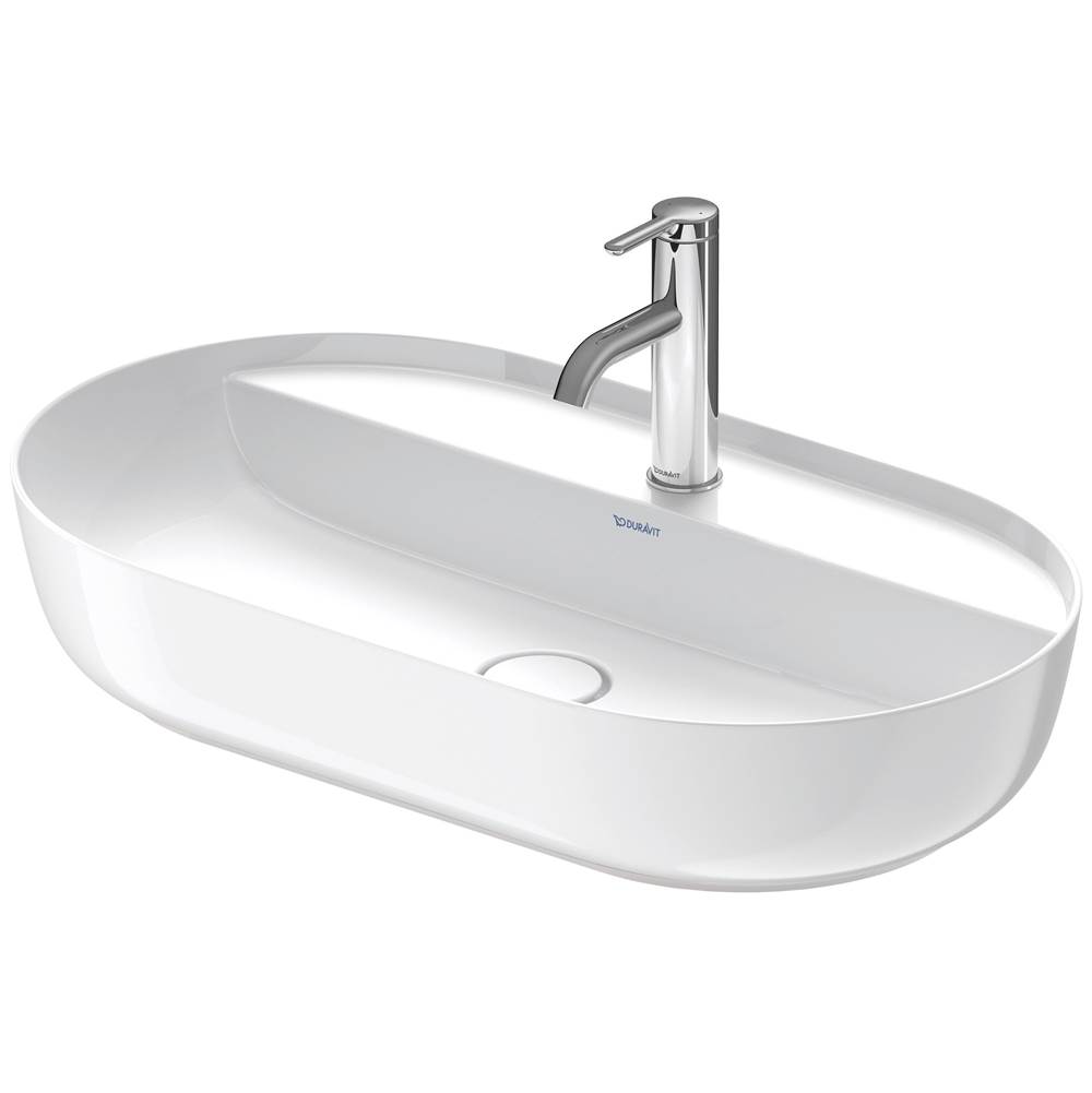 Luv 27 1/8'' Oval Vessel Sink in White with Single Faucet Hole and-shop