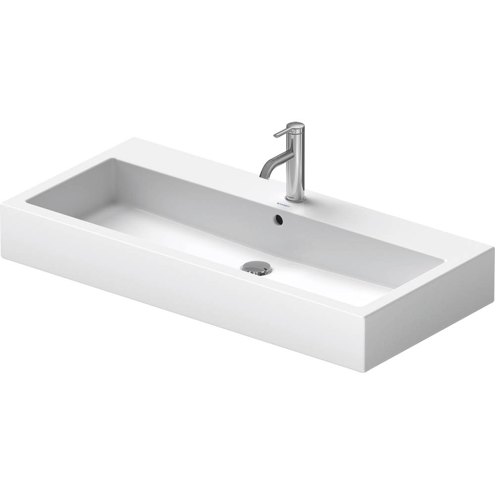 Vero 39 3/8'' Rectangular Vessel Sink in White with Single Faucet Hole and with O-related