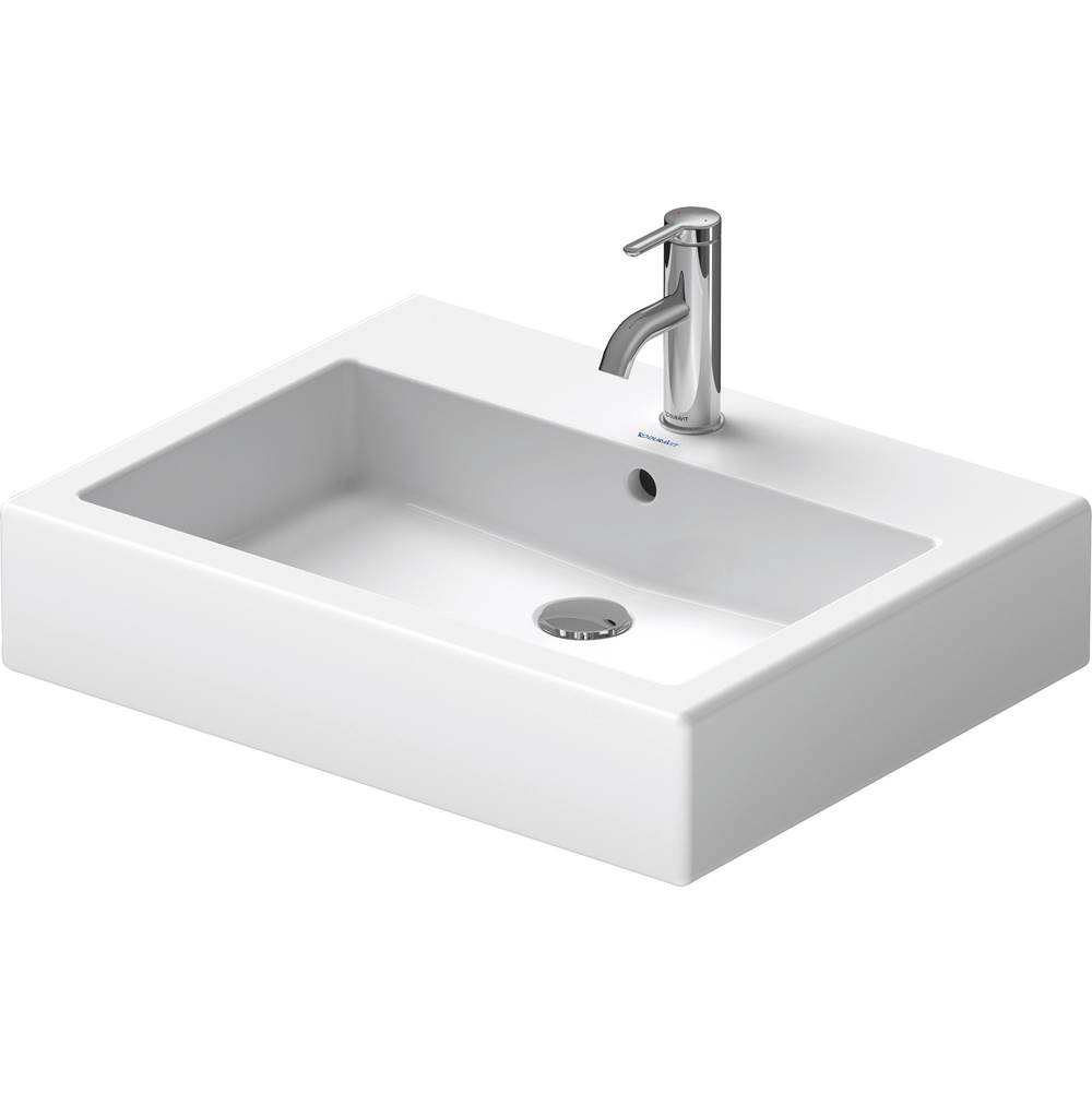 Vero 23 5/8'' Rectangular Vessel Sink in White with Single Faucet Hole and with O-related
