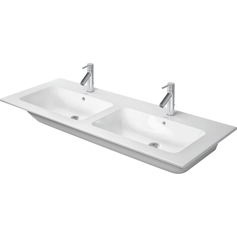 ME by Starck 51 1/8'' Rectangular Wall Mounted Sink in White with Two Sets of Sin-related