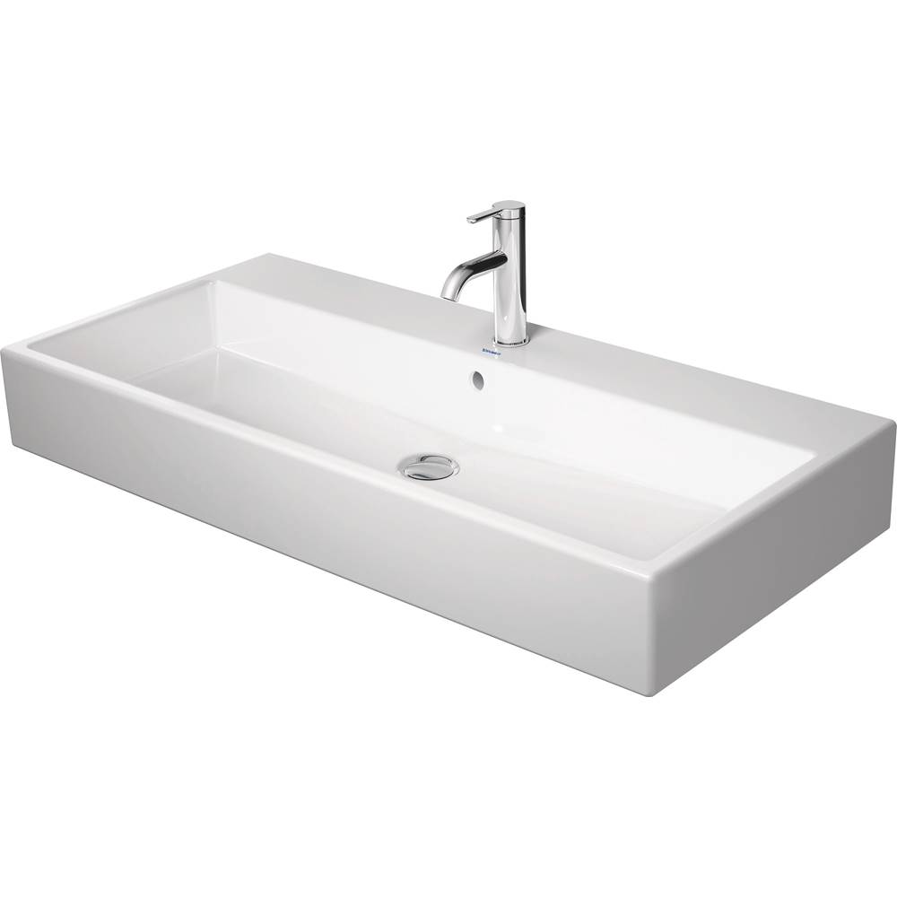 Vero 39 3/8'' Rectangular Wall Mounted Sink in White with Overflow-related