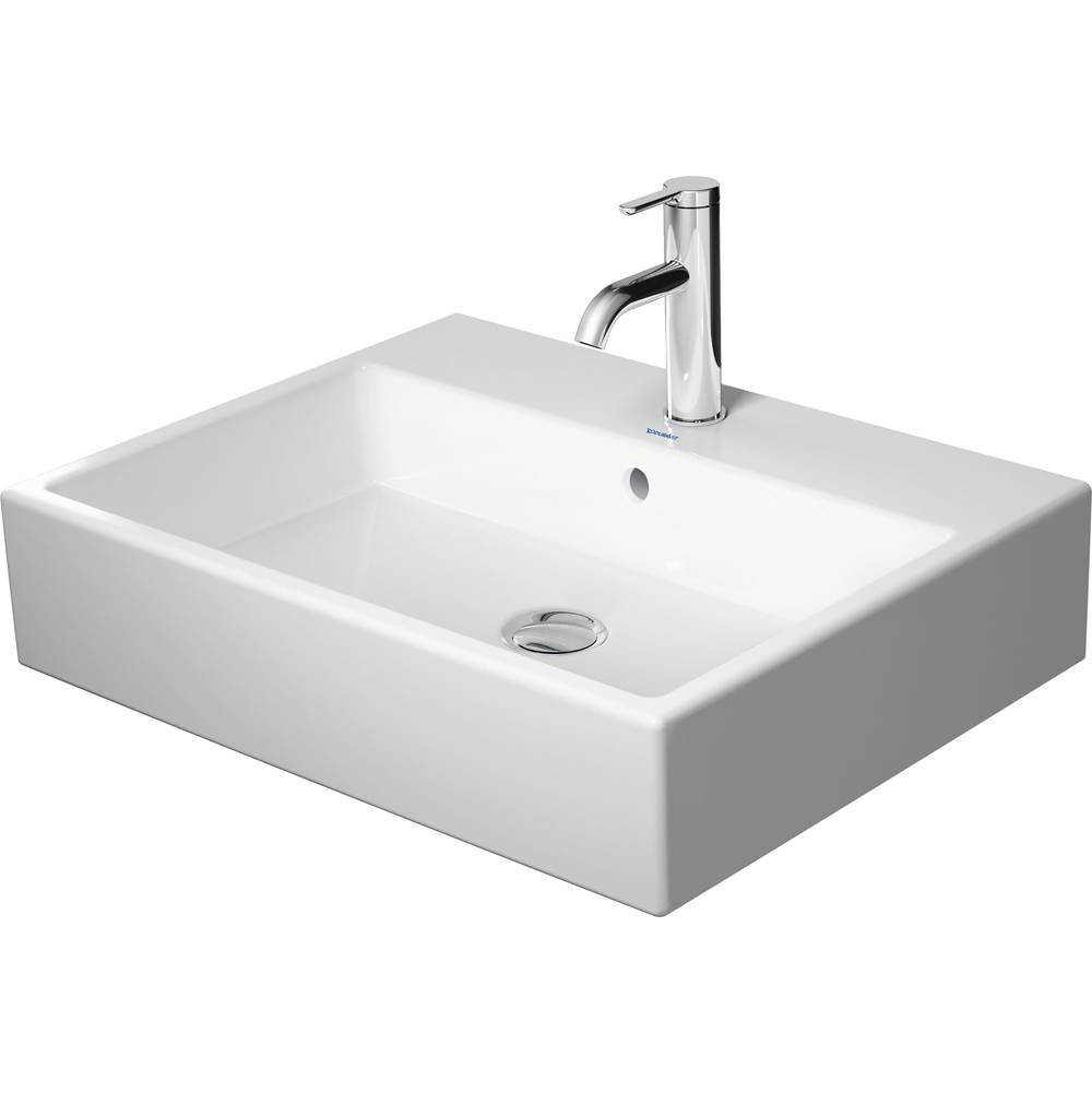 Vero 23 5/8'' Rectangular Vessel Sink in White with Single Faucet Hole and with O-related