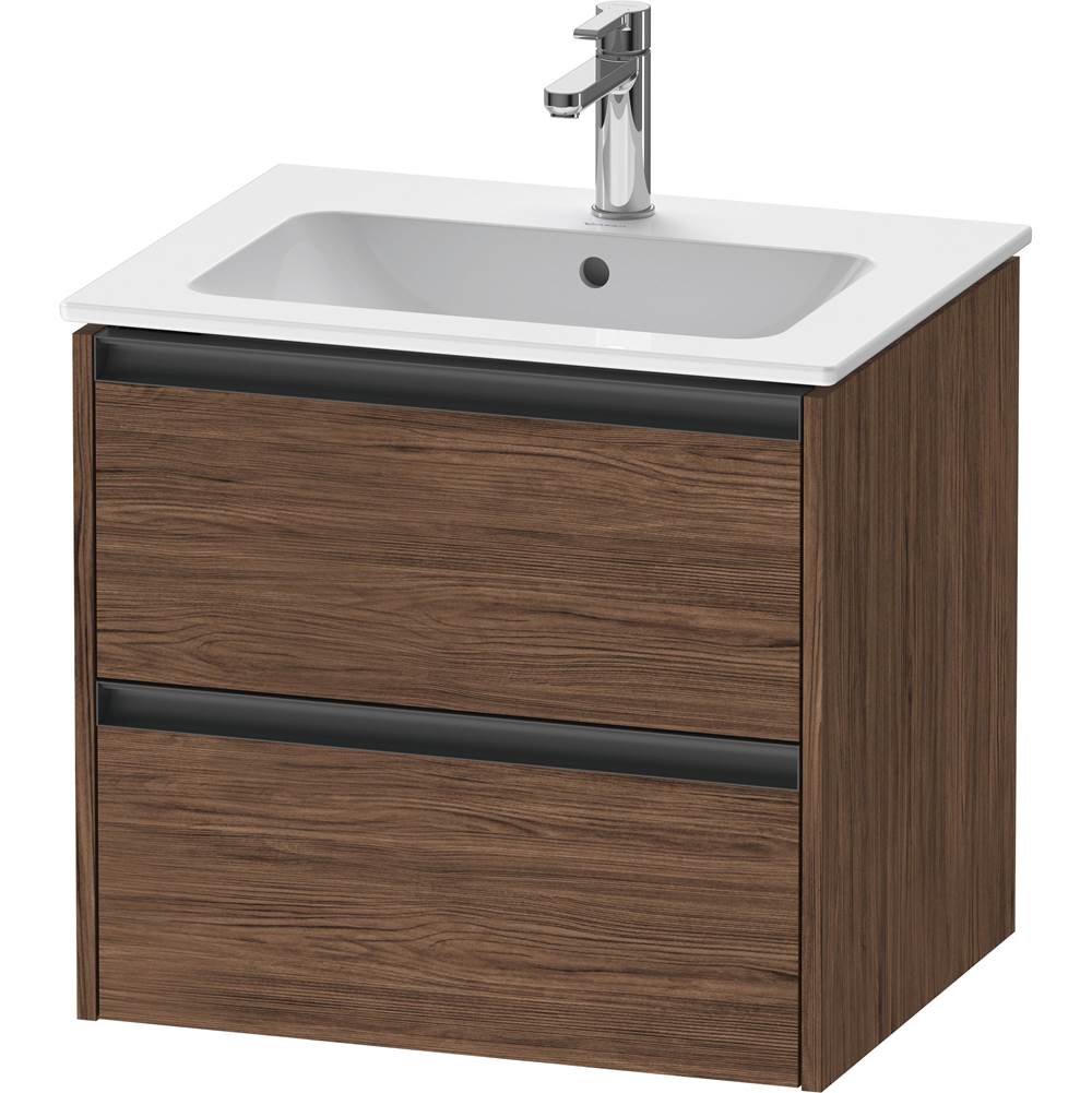 Ketho.2 24'' Wall Mount Two Drawer Single Vanity Cabinet in Dark Walnut, Sink Sol-related