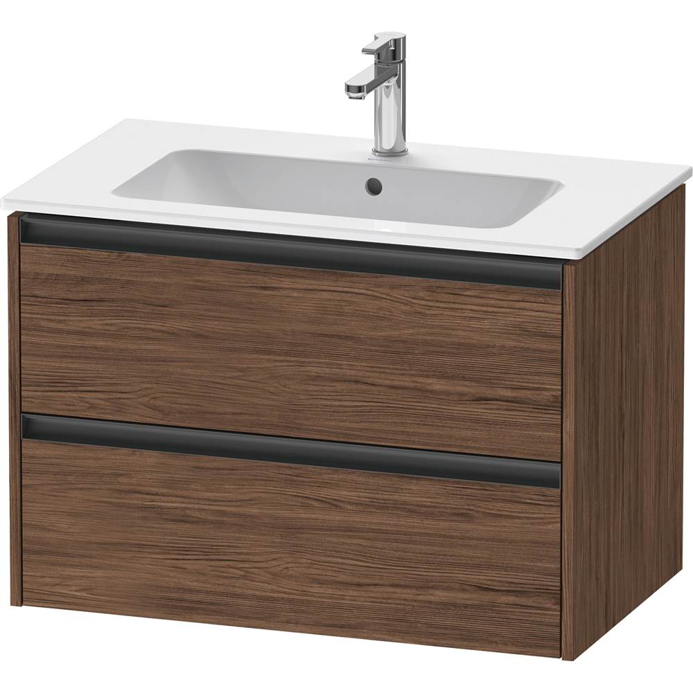 Ketho.2 31 7/8'' Wall Mount Two Drawer Single Vanity Cabinet in Dark Walnut, Sink-shop