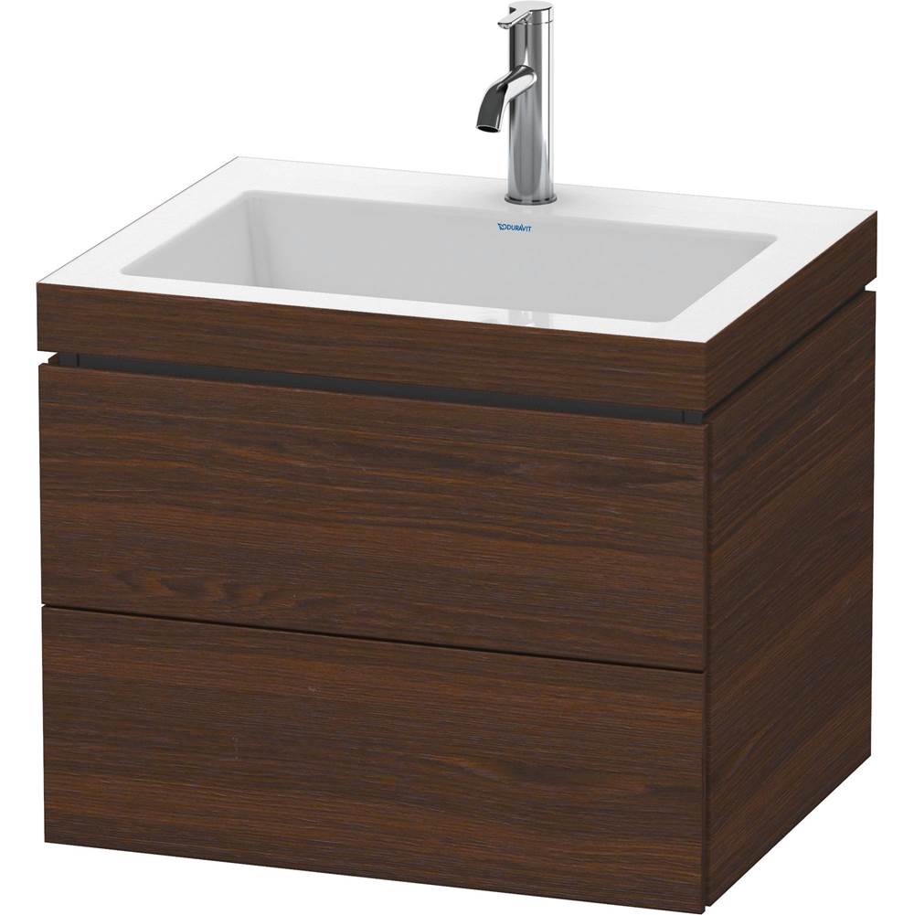 L-Cube 23 5/8'' Wall Mount Two Drawer c-bonded Single Vanity in Brushed Walnut, I-related