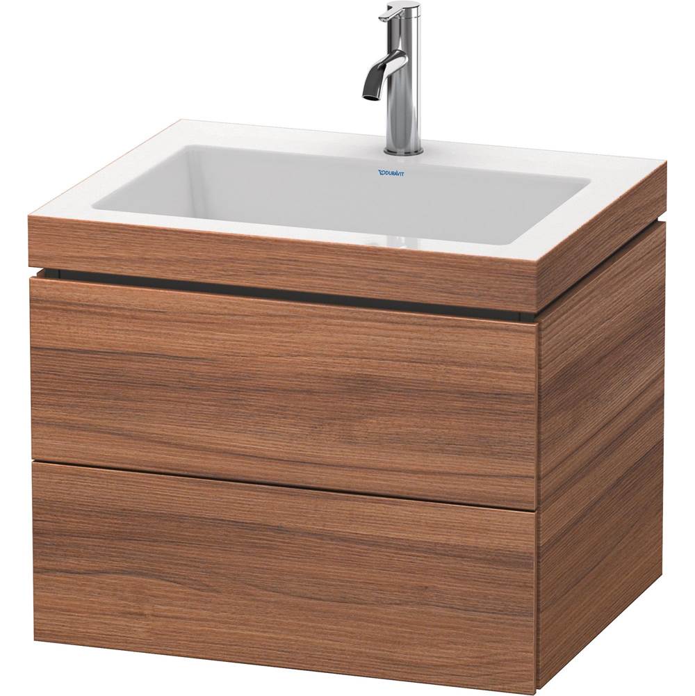 L-Cube 23 5/8'' Wall Mount Two Drawer c-bonded Single Vanity in Natural Walnut, I-related