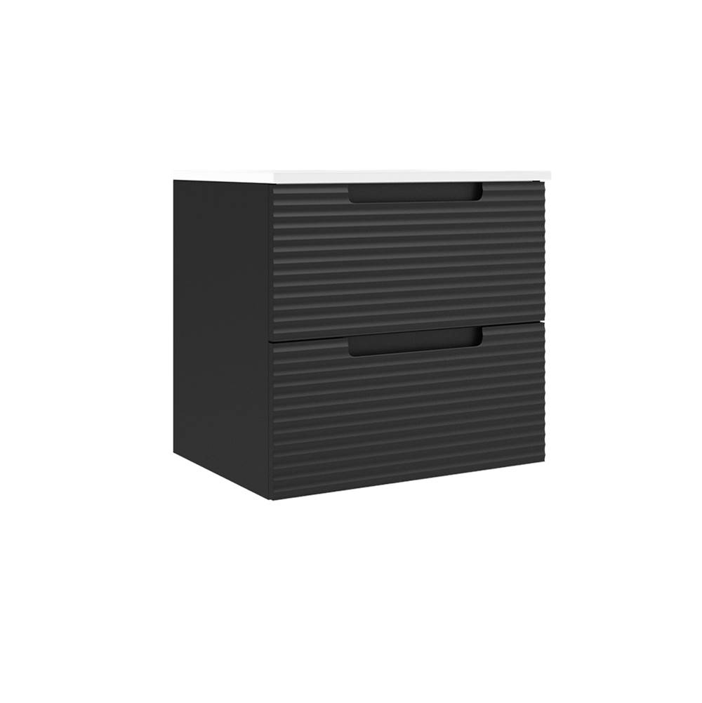 ICO Bath Coda 24'' Two Drawer Wall-Mounted Vanity - Matte Black Ripple-shop