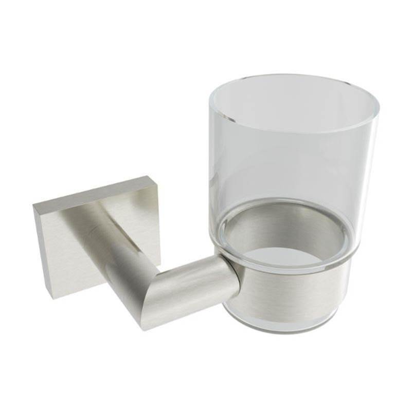 ICO Bath Crater Glass Tumbler - Brushed Nickel-shop
