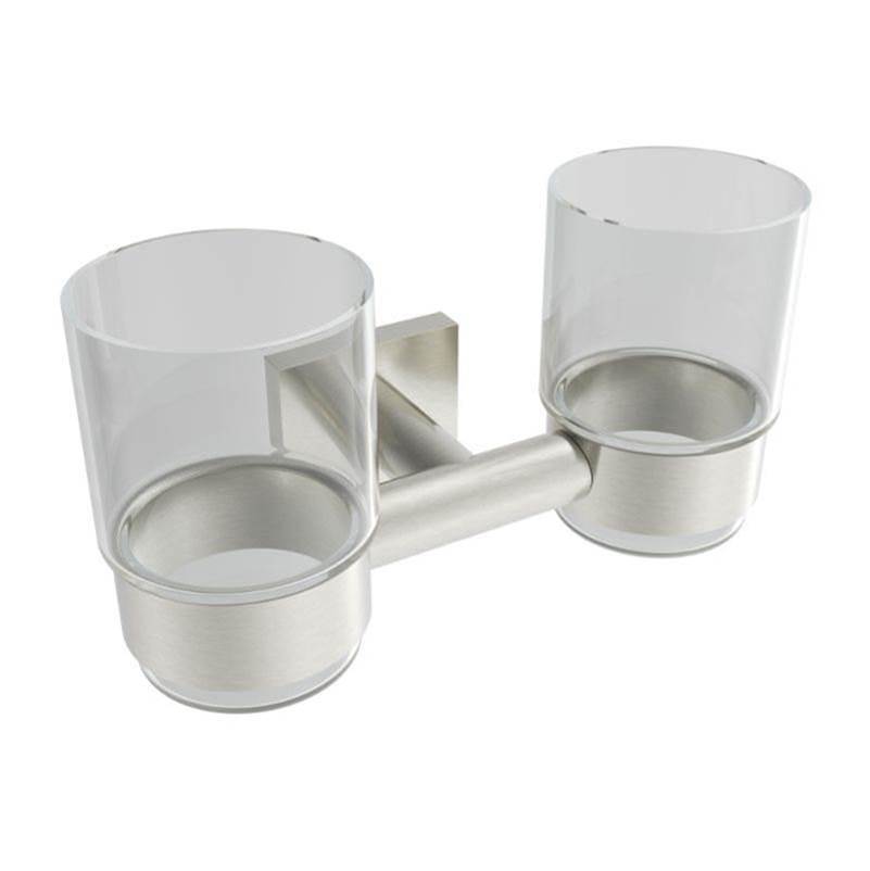 ICO Bath Crater Double Glass Tumbler - Brushed Nickel-shop