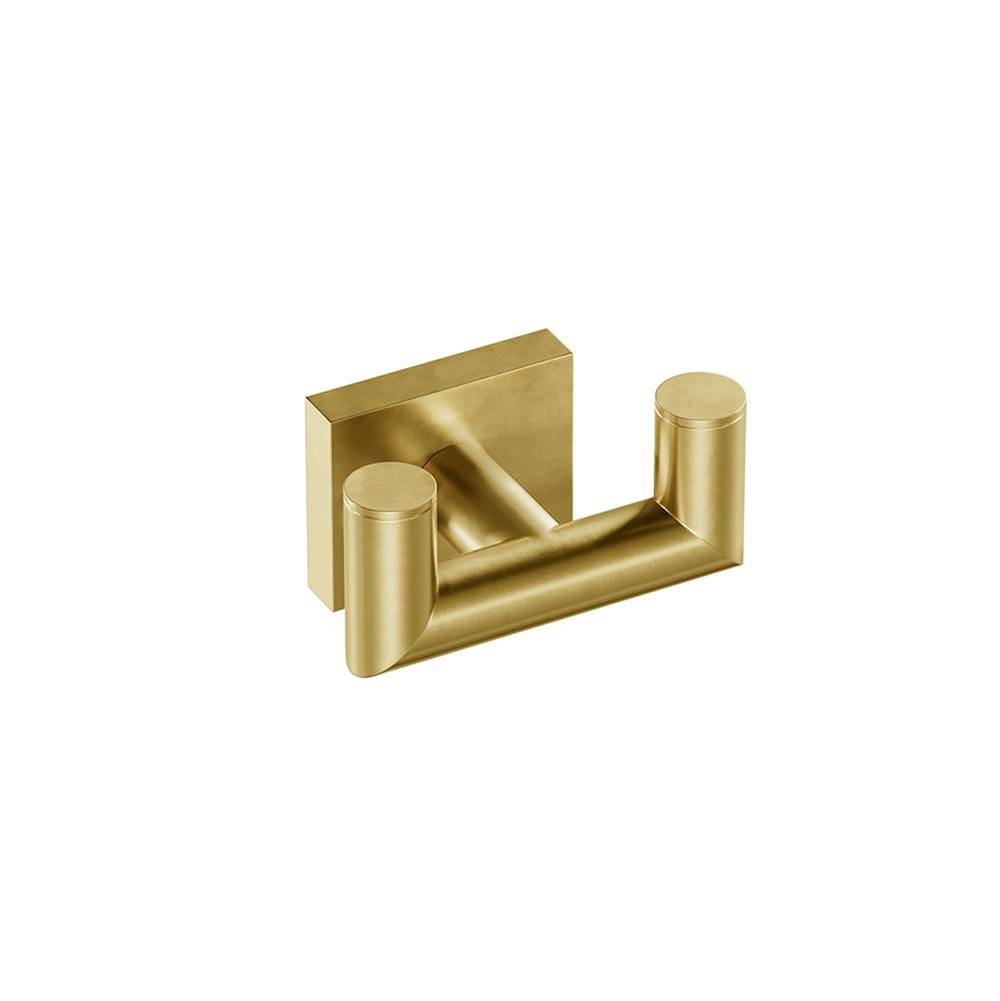 ICO Bath Crater Double Towel Hook - PVD Brushed Gold-related