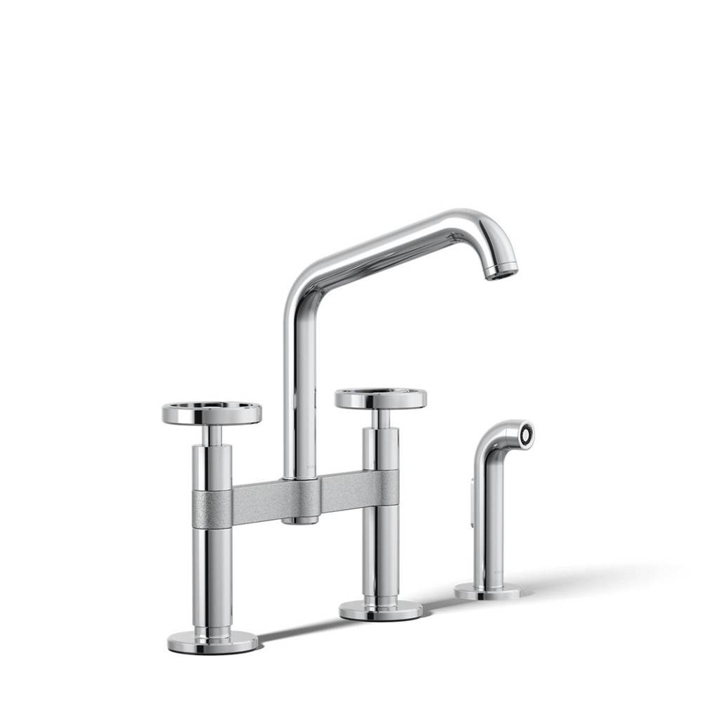 Billet™ Two-hole bridge kitchen sink faucet with side sprayer-related