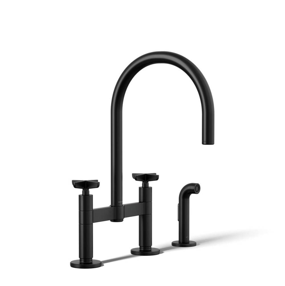 Billet™ Two-hole bridge kitchen sink faucet with side sprayer-related