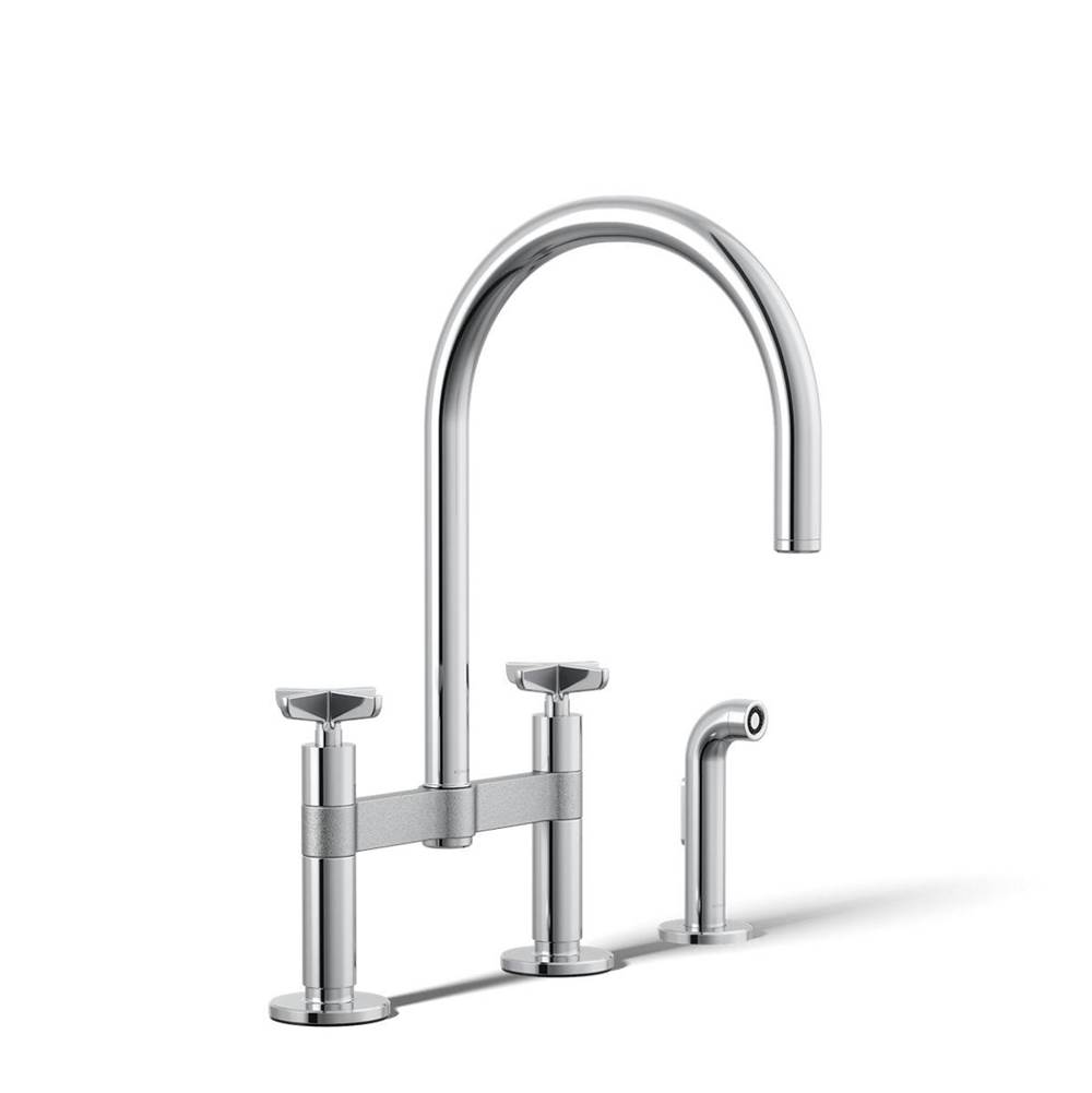 Billet™ Two-hole bridge kitchen sink faucet with side sprayer-related