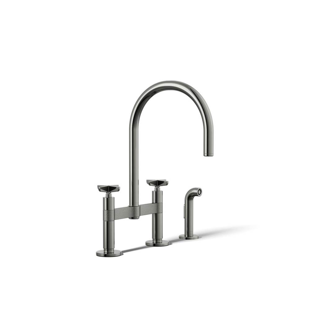 Billet™ Two-hole bridge kitchen sink faucet with side sprayer-related