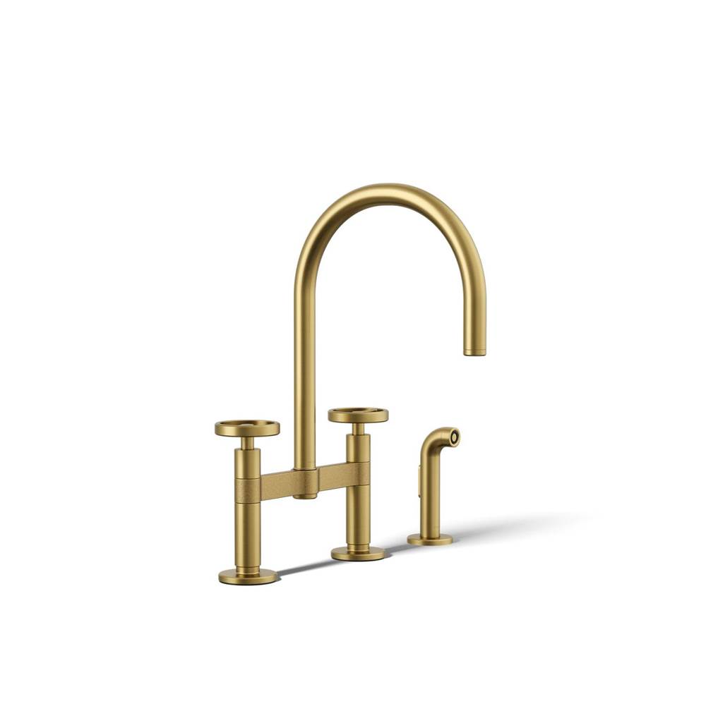 Billet™ Two-hole bridge kitchen sink faucet with side sprayer-shop