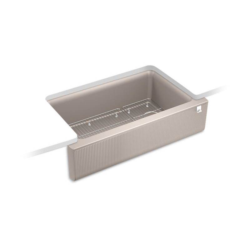 Cairn® 34'' undermount single-bowl farmhouse kitchen sink with fluted design-related