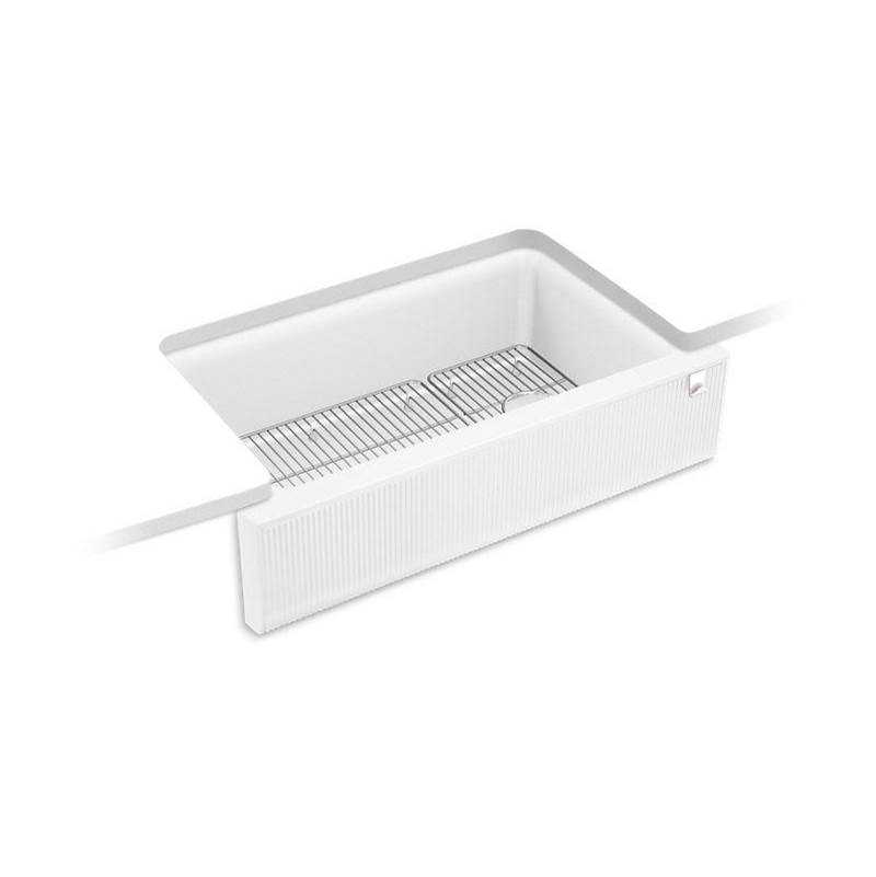 Cairn® 34'' undermount single-bowl farmhouse kitchen sink with fluted design-related