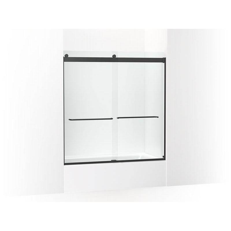 Levity® Sliding bath door, 62'' H x 56-5/8 - 59-5/8'' W, with 1/4'' thick Crystal-related