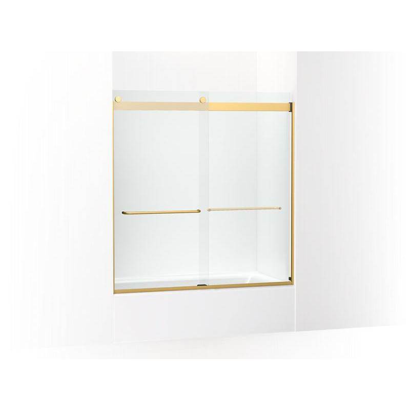 Levity® Sliding bath door, 62'' H x 56-5/8 - 59-5/8'' W, with 1/4'' thick Crystal-related
