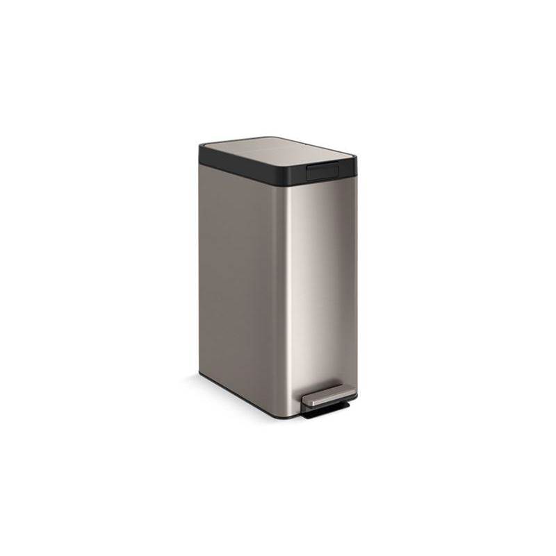 13-gallon stainless steel slim step trash can with bifold lid-shop