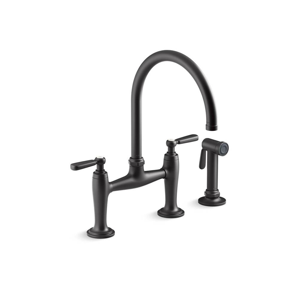 Edalyn™ by Studio McGee Two-hole bridge kitchen sink faucet with side sprayer-shop