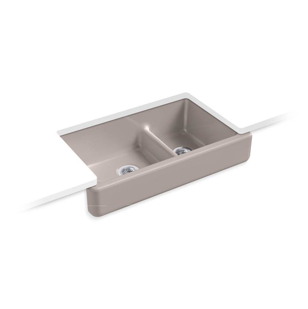 Whitehaven Smart Divide 35.5 in. Undermount Double-Bowl Farmhouse Kitchen Sink Wi-shop