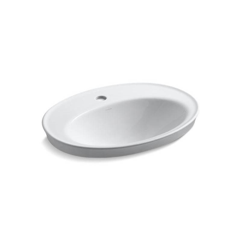 Serif® Drop-in bathroom sink with single faucet hole-related